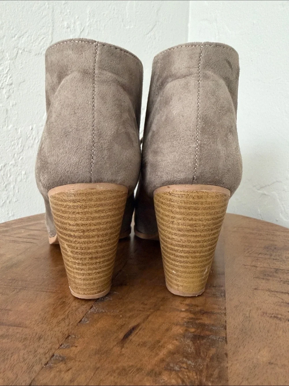 Taupe Suede Lace-Up Ankle Booties